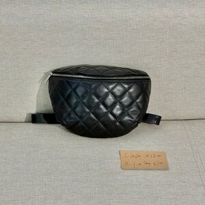 CHANEL Black Quilted Leather Waist Bag SHW Uniform